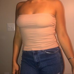 Light Brown Ribbed Tube Top